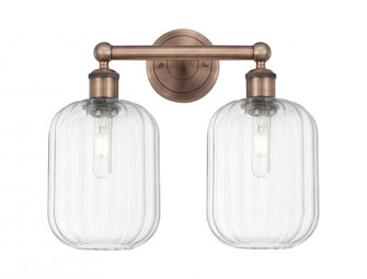 Preston Cylinder - 2 Light - 16 inch - Antique Copper - Bath Vanity Light (3442|616-2W-AC-G460-7CL)