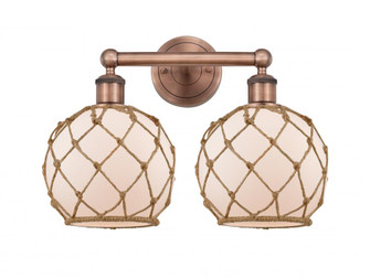Farmhouse Rope - 2 Light - 17 inch - Antique Copper - Bath Vanity Light (3442|616-2W-AC-G121-8RB)