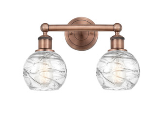 Athens Deco Swirl - 2 Light - 15 inch - Antique Copper - Bath Vanity Light (3442|616-2W-AC-G1213-6CL)