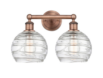 Athens Deco Swirl - 2 Light - 17 inch - Antique Copper - Bath Vanity Light (3442|616-2W-AC-G1213-8CL)