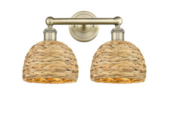 Woven Rattan - 2 Light - 17 inch - Antique Brass - Bath Vanity Light (3442|616-2W-AB-RBD-8-NAT)