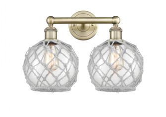 Farmhouse Rope - 2 Light - 17 inch - Antique Brass - Bath Vanity Light (3442|616-2W-AB-G122-8RW)