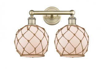 Farmhouse Rope - 2 Light - 17 inch - Antique Brass - Bath Vanity Light (3442|616-2W-AB-G121-8RB)