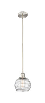 Athens Deco Swirl - 1 Light - 8 inch - Brushed Satin Nickel - Stem hung - Mini Pendant (3442|616-1S-SN-G1213-8CL)