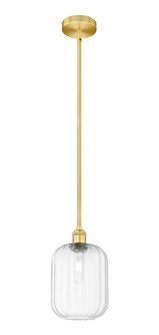 Preston Cylinder - 1 Light - 7 inch - Satin Gold - Stem hung - Mini Pendant (3442|616-1S-SG-G460-7CL)