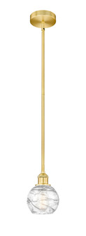 Athens Deco Swirl - 1 Light - 6 inch - Satin Gold - Stem hung - Mini Pendant (3442|616-1S-SG-G1213-6CL)