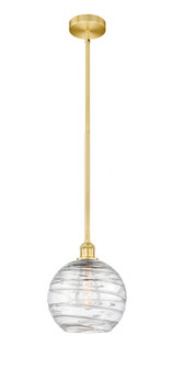Athens Deco Swirl - 1 Light - 10 inch - Satin Gold - Stem hung - Mini Pendant (3442|616-1S-SG-G1213-10CL)