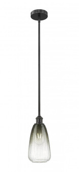 Brookhaven Almond - 1 Light - 6 inch - Matte Black - Stem hung - Mini Pendant (3442|616-1S-BK-G480-6SL)
