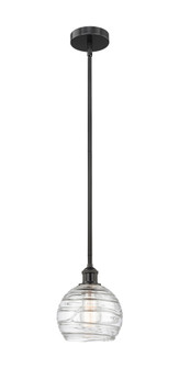 Athens Deco Swirl - 1 Light - 8 inch - Matte Black - Stem hung - Mini Pendant (3442|616-1S-BK-G1213-8CL)