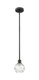 Athens Deco Swirl - 1 Light - 6 inch - Matte Black - Stem hung - Mini Pendant (3442|616-1S-BK-G1213-6CL)