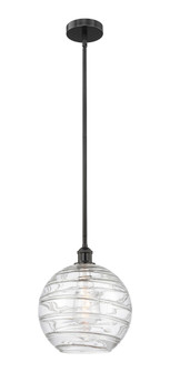 Athens Deco Swirl - 1 Light - 12 inch - Matte Black - Stem hung - Mini Pendant (3442|616-1S-BK-G1213-12CL)