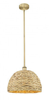 Woven Rattan - 1 Light - 16 inch - Brushed Brass - Stem hung - Mini Pendant (3442|616-1S-BB-RBD-16-NAT)