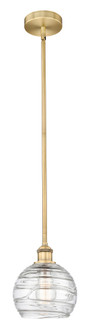 Athens Deco Swirl - 1 Light - 8 inch - Brushed Brass - Stem hung - Mini Pendant (3442|616-1S-BB-G1213-8CL)