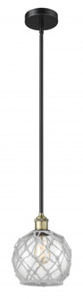 Farmhouse Rope - 1 Light - 8 inch - Black Antique Brass - Stem hung - Mini Pendant (3442|616-1S-BAB-G122-8RW)