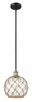 Farmhouse Rope - 1 Light - 10 inch - Black Antique Brass - Stem hung - Mini Pendant (3442|616-1S-BAB-G122-10RB)