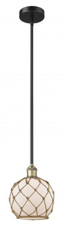 Farmhouse Rope - 1 Light - 8 inch - Black Antique Brass - Stem hung - Mini Pendant (3442|616-1S-BAB-G121-8RB)