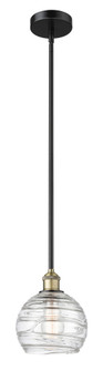 Athens Deco Swirl - 1 Light - 8 inch - Black Antique Brass - Stem hung - Mini Pendant (3442|616-1S-BAB-G1213-8CL)