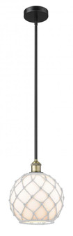 Farmhouse Rope - 1 Light - 10 inch - Black Antique Brass - Stem hung - Mini Pendant (3442|616-1S-BAB-G121-10RW)