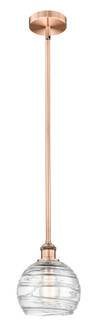 Athens Deco Swirl - 1 Light - 8 inch - Antique Copper - Stem hung - Mini Pendant (3442|616-1S-AC-G1213-8CL)