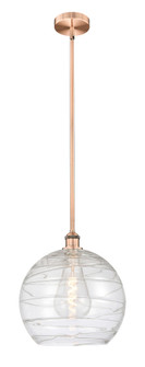 Athens Deco Swirl - 1 Light - 14 inch - Antique Copper - Stem hung - Mini Pendant (3442|616-1S-AC-G1213-14CL)