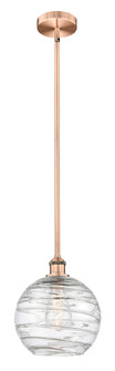 Athens Deco Swirl - 1 Light - 10 inch - Antique Copper - Stem hung - Mini Pendant (3442|616-1S-AC-G1213-10CL)