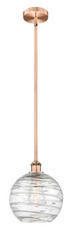 Athens Deco Swirl - 1 Light - 10 inch - Antique Copper - Stem hung - Mini Pendant (3442|616-1S-AC-G1213-10CL)