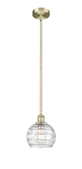 Athens Deco Swirl - 1 Light - 8 inch - Antique Brass - Stem hung - Mini Pendant (3442|616-1S-AB-G1213-8CL)