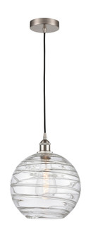 Athens Deco Swirl - 1 Light - 12 inch - Brushed Satin Nickel - Cord hung - Mini Pendant (3442|616-1P-SN-G1213-12CL)