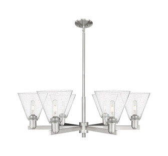 Berkshire Glass - 6 Light - 38 inch - Satin Nickel - Stem hung - Chandelier (3442|716-6CR-SN-GBC-84)