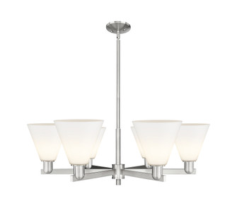 Berkshire Glass - 6 Light - 38 inch - Satin Nickel - Stem hung - Chandelier (3442|716-6CR-SN-GBC-81)