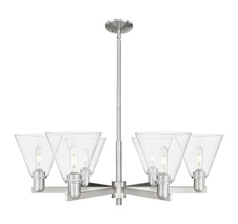 Berkshire Glass - 6 Light - 38 inch - Satin Nickel - Stem hung - Chandelier (3442|716-6CR-SN-GBC-82)