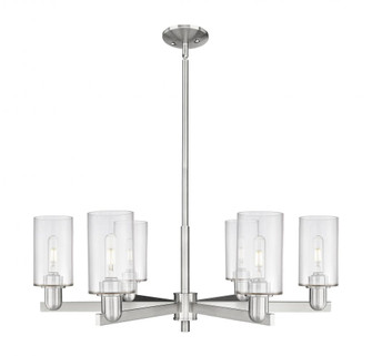 Clymer - 6 Light - 34 inch - Satin Nickel - Stem hung - Chandelier (3442|716-6CR-SN-G802)