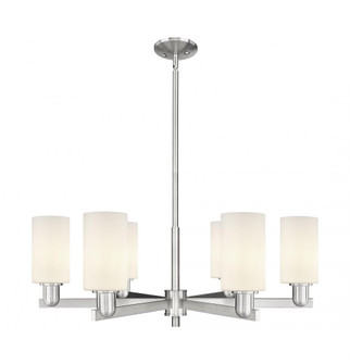Clymer - 6 Light - 34 inch - Satin Nickel - Stem hung - Chandelier (3442|716-6CR-SN-G801)