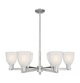 Brookfield - 6 Light - 36 inch - Satin Nickel - Stem hung - Chandelier (3442|716-6CR-SN-G441)