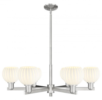 White Venetian - 6 Light - 36 inch - Satin Nickel - Stem hung - Chandelier (3442|716-6CR-SN-G1217-6WV)