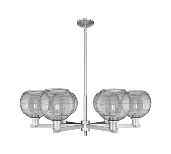 Athens Deco Swirl - 6 Light - 38 inch - Satin Nickel - Stem hung - Chandelier (3442|716-6CR-SN-G1213-8SM)
