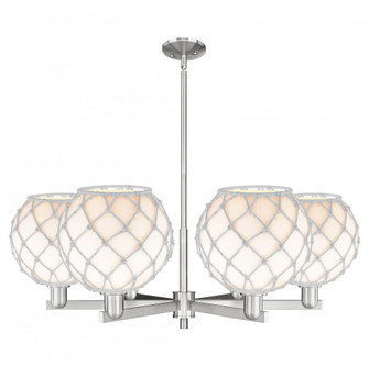 Farmhouse Rope - 6 Light - 40 inch - Satin Nickel - Stem hung - Chandelier (3442|716-6CR-SN-G121-10RW)