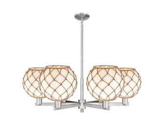 Farmhouse Rope - 6 Light - 40 inch - Satin Nickel - Stem hung - Chandelier (3442|716-6CR-SN-G121-10RB)
