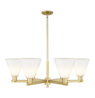 Berkshire Glass - 6 Light - 38 inch - Satin Gold - Stem hung - Chandelier (3442|716-6CR-SG-GBC-81)