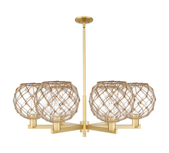 Farmhouse Rope - 6 Light - 40 inch - Satin Gold - Stem hung - Chandelier (3442|716-6CR-SG-G122-10RB)