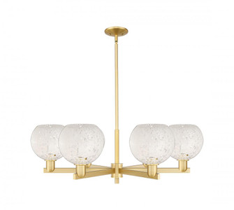 White Mouchette - 6 Light - 38 inch - Satin Gold - Stem hung - Chandelier (3442|716-6CR-SG-G1216-8WM)