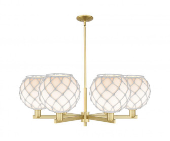 Farmhouse Rope - 6 Light - 40 inch - Satin Gold - Stem hung - Chandelier (3442|716-6CR-SG-G121-10RW)