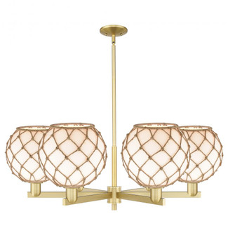 Farmhouse Rope - 6 Light - 40 inch - Satin Gold - Stem hung - Chandelier (3442|716-6CR-SG-G121-10RB)