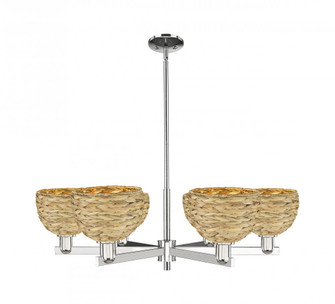 Woven Rattan - 6 Light - 38 inch - Polished Nickel - Stem hung - Chandelier (3442|716-6CR-PN-RBD-8-NAT)