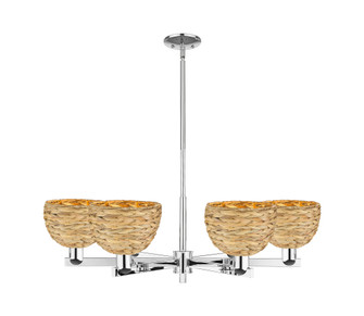 Woven Rattan - 6 Light - 38 inch - Polished Chrome - Stem hung - Chandelier (3442|716-6CR-PC-RBD-8-NAT)