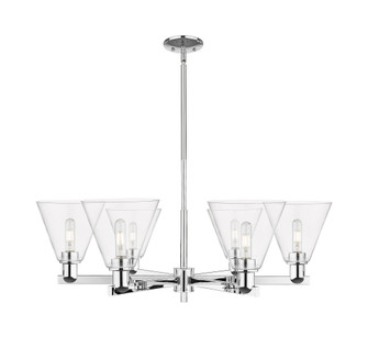 Berkshire Glass - 6 Light - 38 inch - Polished Chrome - Stem hung - Chandelier (3442|716-6CR-PC-GBC-82)