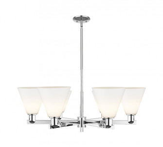 Berkshire Glass - 6 Light - 38 inch - Polished Chrome - Stem hung - Chandelier (3442|716-6CR-PC-GBC-81)