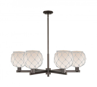 Farmhouse Rope - 6 Light - 38 inch - Oil Rubbed Bronze - Stem hung - Chandelier (3442|716-6CR-OB-G121-8RW)