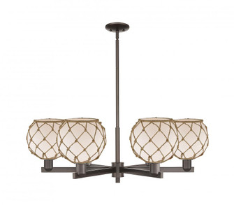 Farmhouse Rope - 6 Light - 38 inch - Oil Rubbed Bronze - Stem hung - Chandelier (3442|716-6CR-OB-G121-8RB)