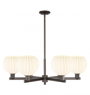 White Venetian - 6 Light - 38 inch - Oil Rubbed Bronze - Stem hung - Chandelier (3442|716-6CR-OB-G1217-8WV)